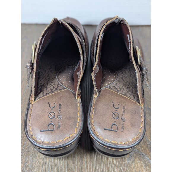 BOC Born Karley Clogs Mules Women's 10 Brown Tooled Leather Buckle Slip Ons - Picture 9 of 14